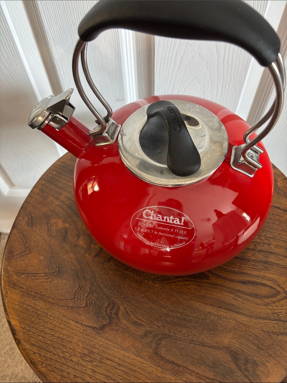 Chantal Red Enamel Whistling Teakettle